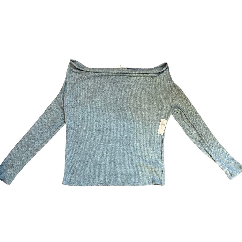 Anthropologie NWT Gray Wide Off Shoulder Sweater Sz Large Lightweight